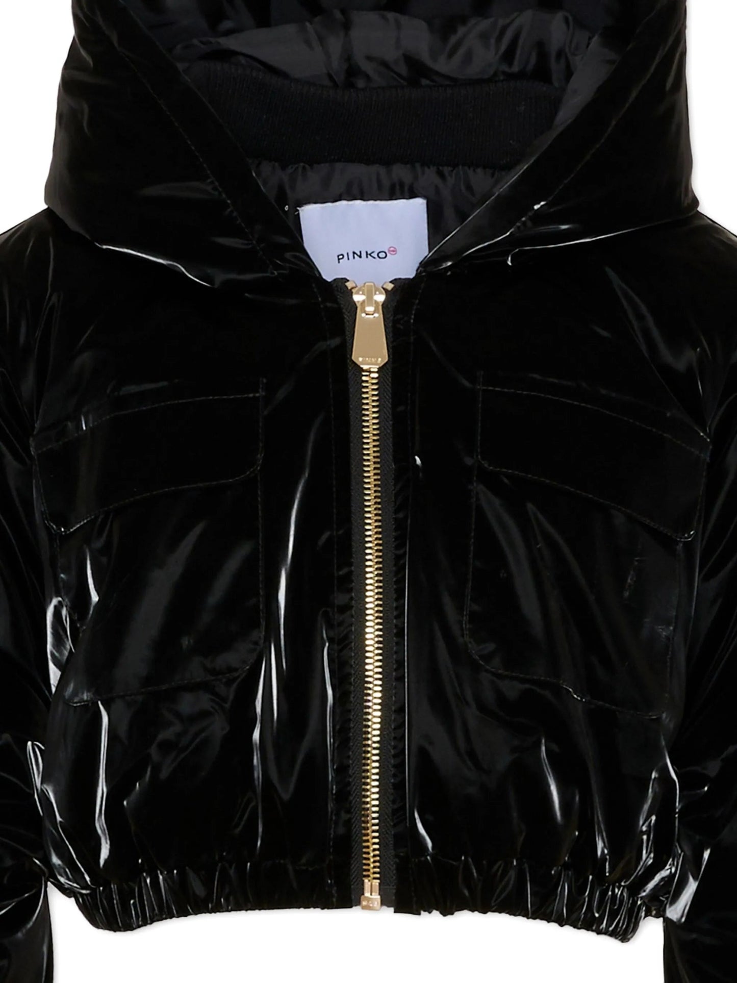 GIUBBINO CON CAPPUCCIO CROPPED NERO PINKO - Angel Luxury