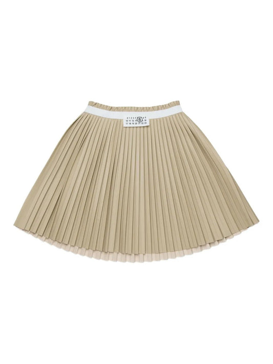 GONNA PLISSETTATA BEIGE CON LOGO BIANCO MAISON MARGIELA - Angel Luxury