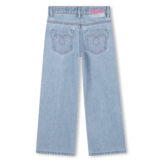 JEANS CON SCRITTE ROSA IN SPUGNA BILLIEBLUSH - Angel Luxury