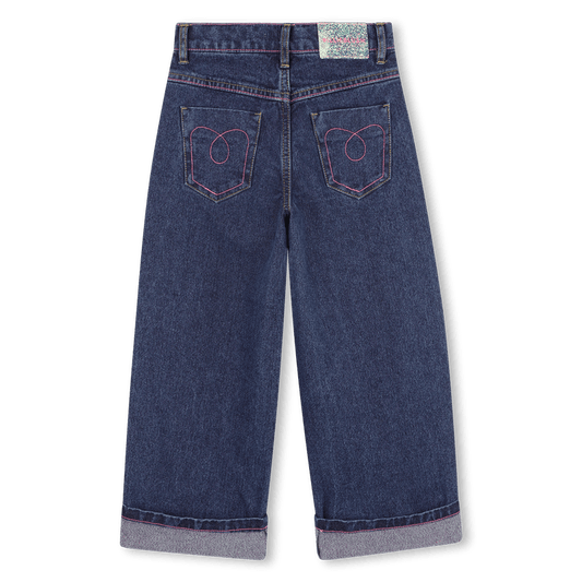 JEANS IN DENIM CON RISVOLTO GLITTERATO ROSA BILLIEBLUSH - Angel Luxury