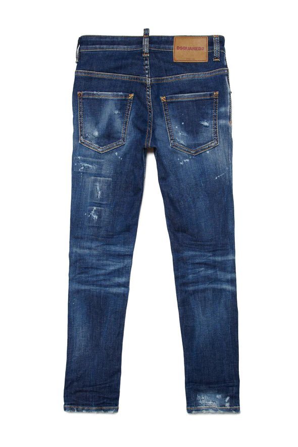 JEANS SKINNY SCURO CON MACCHIE E ROTTURE - SKATER DSQUARED2 - Angel Luxury