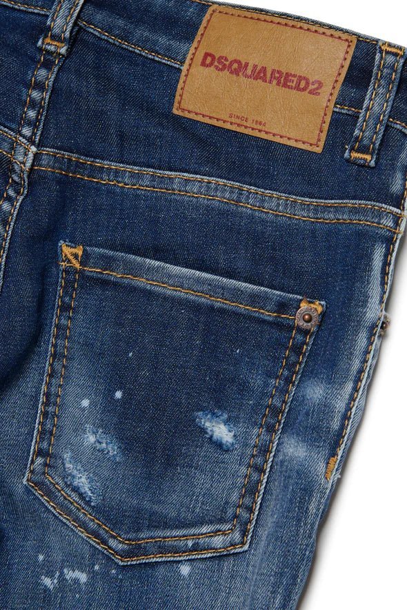 JEANS SKINNY SCURO CON MACCHIE E ROTTURE - SKATER DSQUARED2 - Angel Luxury