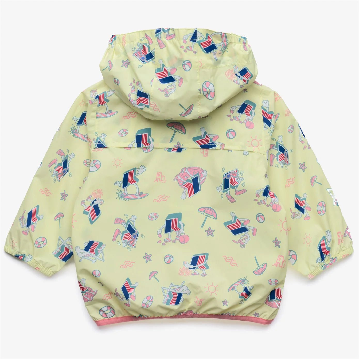 K - WAY NEONATA GIALLO CON BORDI ROSA E STAMPA - Angel Luxury