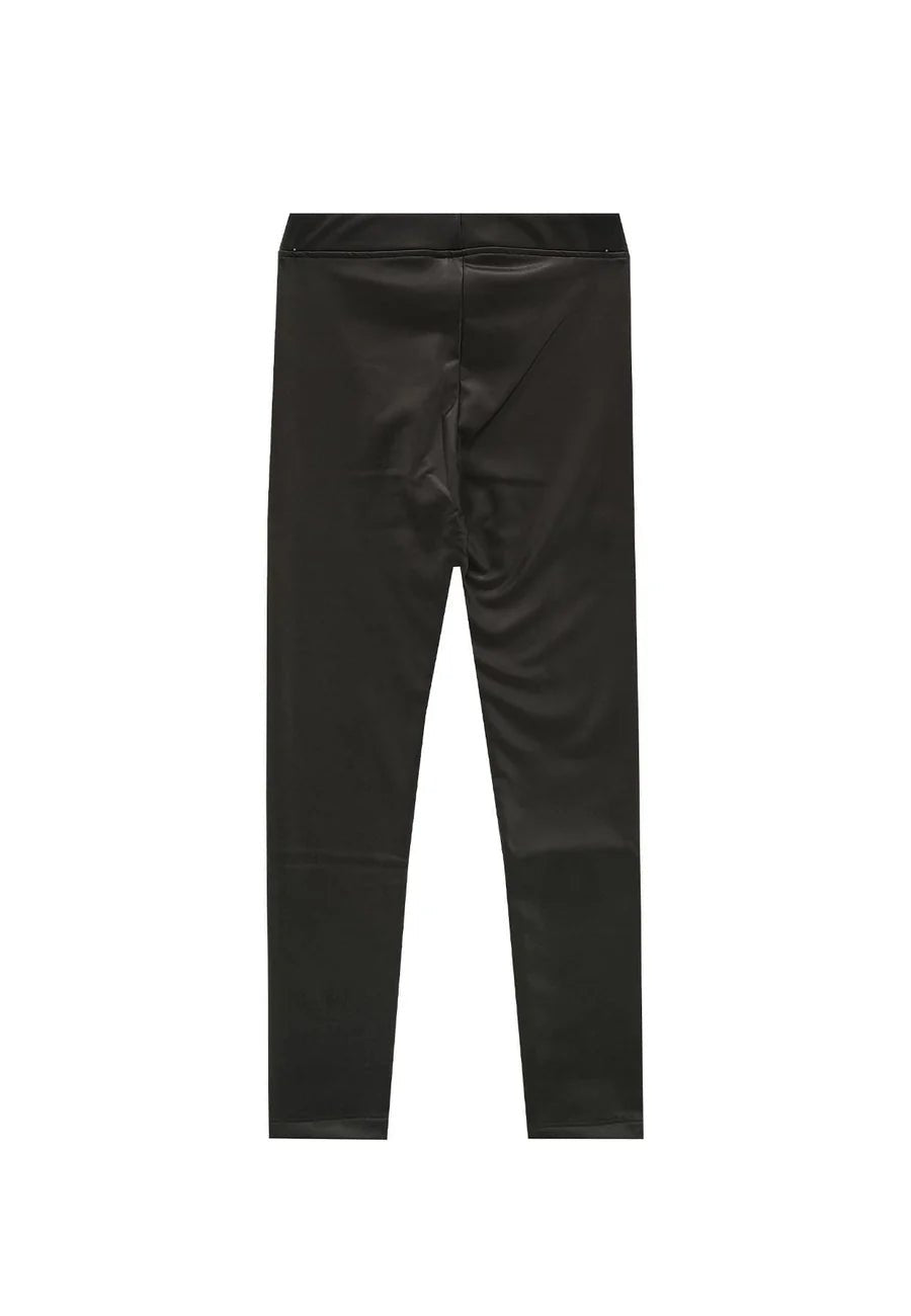 LEGGINS IN ECOPELLE NERO CON LOGO BIANCO MARCELO BURLON - Angel Luxury