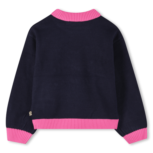 MAGLIONE BLU/FUCSIA CON SCRITTA BILLIEBLUSH - Angel Luxury