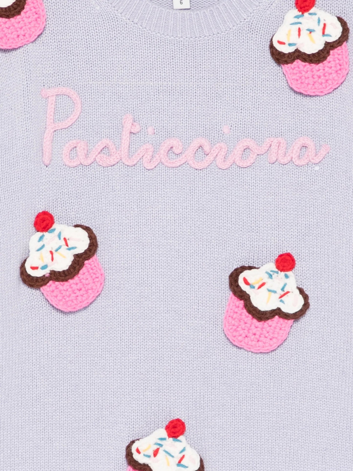 MAGLIONE LILLA CON DOLCI IN RICAMO " PASTICCIONA" MC2 SAINT BARTH - Angel Luxury