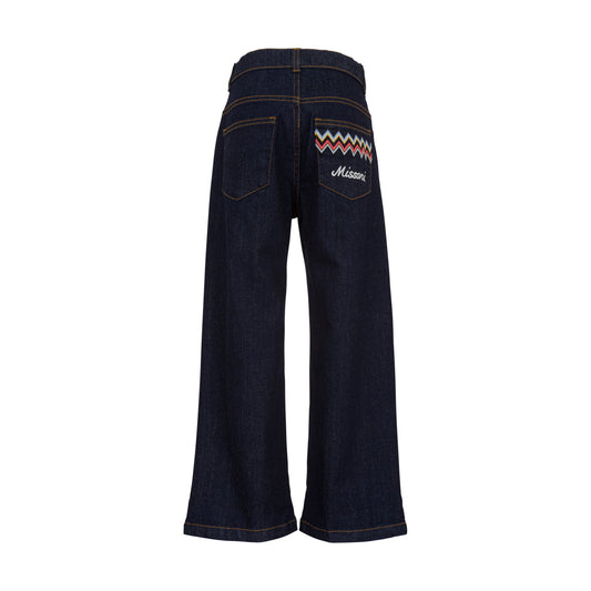 MX6P50 JEANS A ZAMPA CON LOGO SUL RETRO MISSONI - Angel Luxury