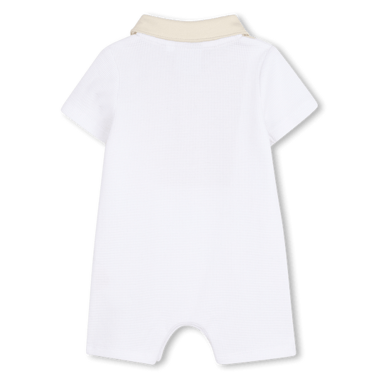 PAGLIACCETTO IN PIQUE' BIANCO CON COLLETTO BEIGE CHIARO CON LOGO BOSS - Angel Luxury