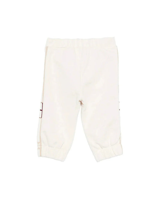 PANTALONE AVORIO CON BANDE LATERALI LOGATE ELISABETTA FRANCHI - Angel Luxury