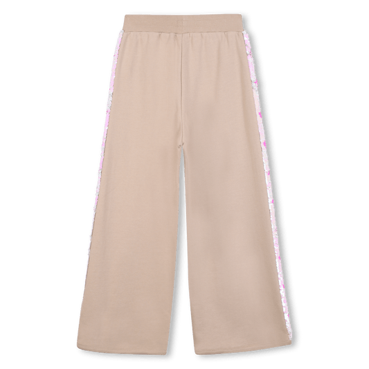 PANTALONE BEIGE CON BANDE LATERALI IN PAILLETTES BILLIEBLUSH - Angel Luxury