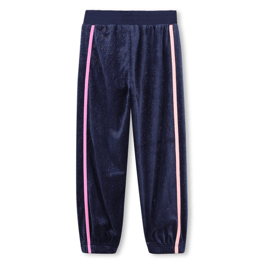 PANTALONE IN VELLUTO BLU CON BANDE ROSA BILLIEBLUSH - Angel Luxury
