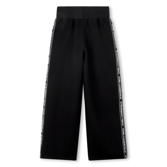PANTALONE NERO CON BANDE LATERALI CON LOGO BIANCO KARL LAGERFELD - Angel Luxury
