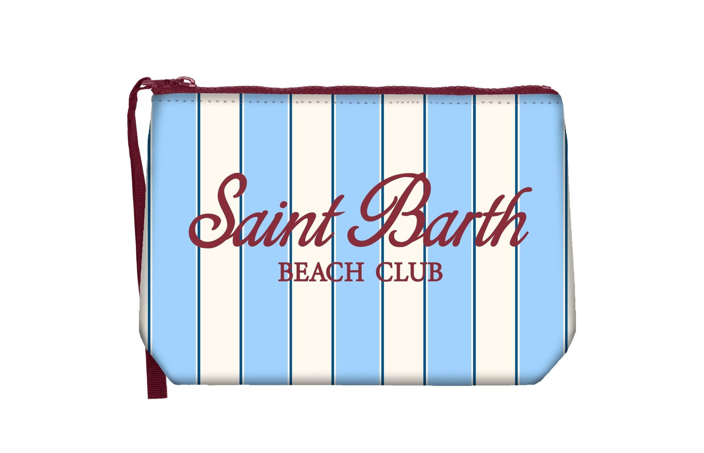 POCHETTE A RIGHE BIANCA E AZZURRA CON LOGO BORDEAUX MC2 SAINT BARTH - Angel Luxury