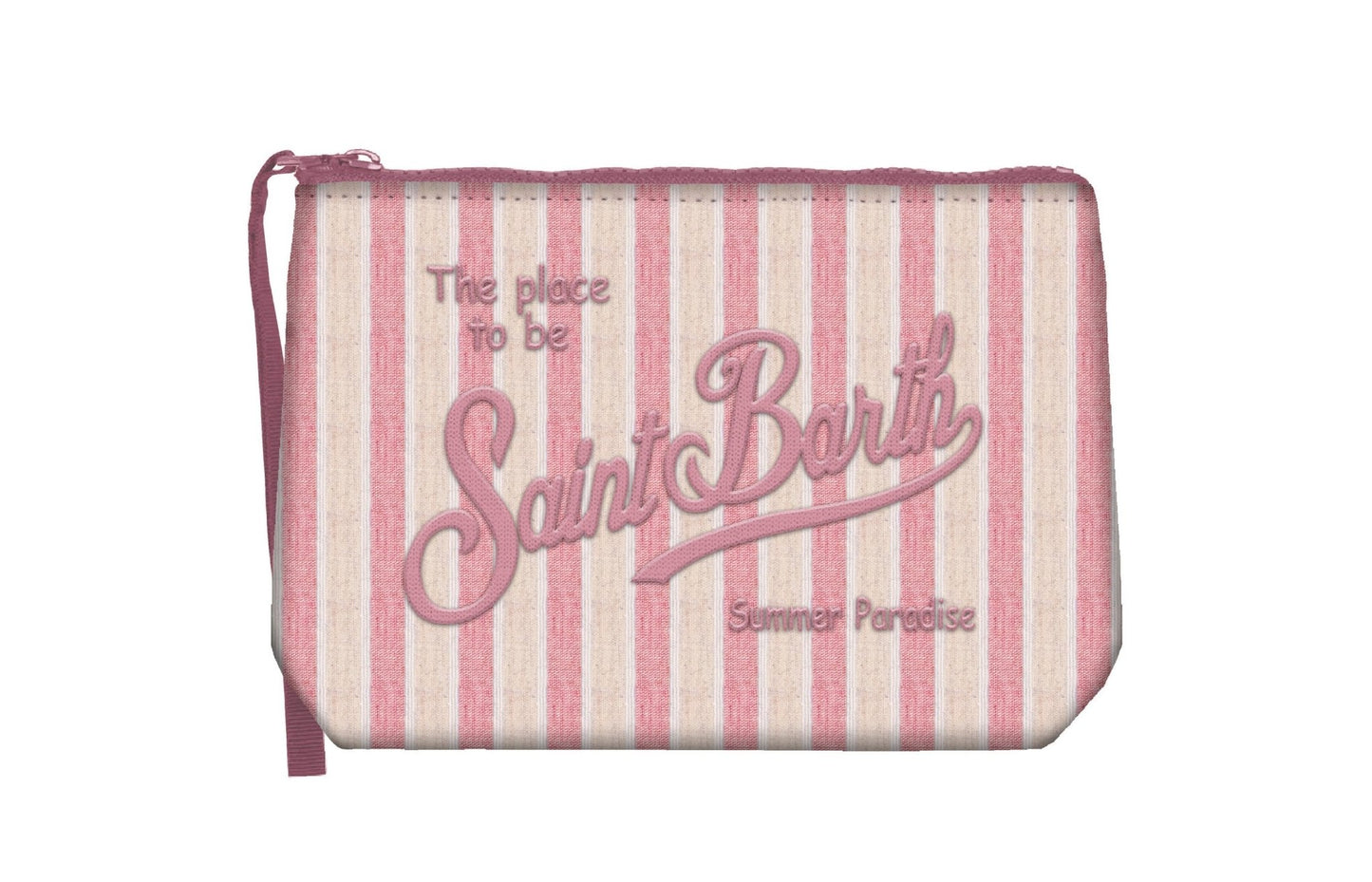 POCHETTE A RIGHE ROSA E BIANCA CON LOGO ROSA MC2 SAINT BARTH - Angel Luxury