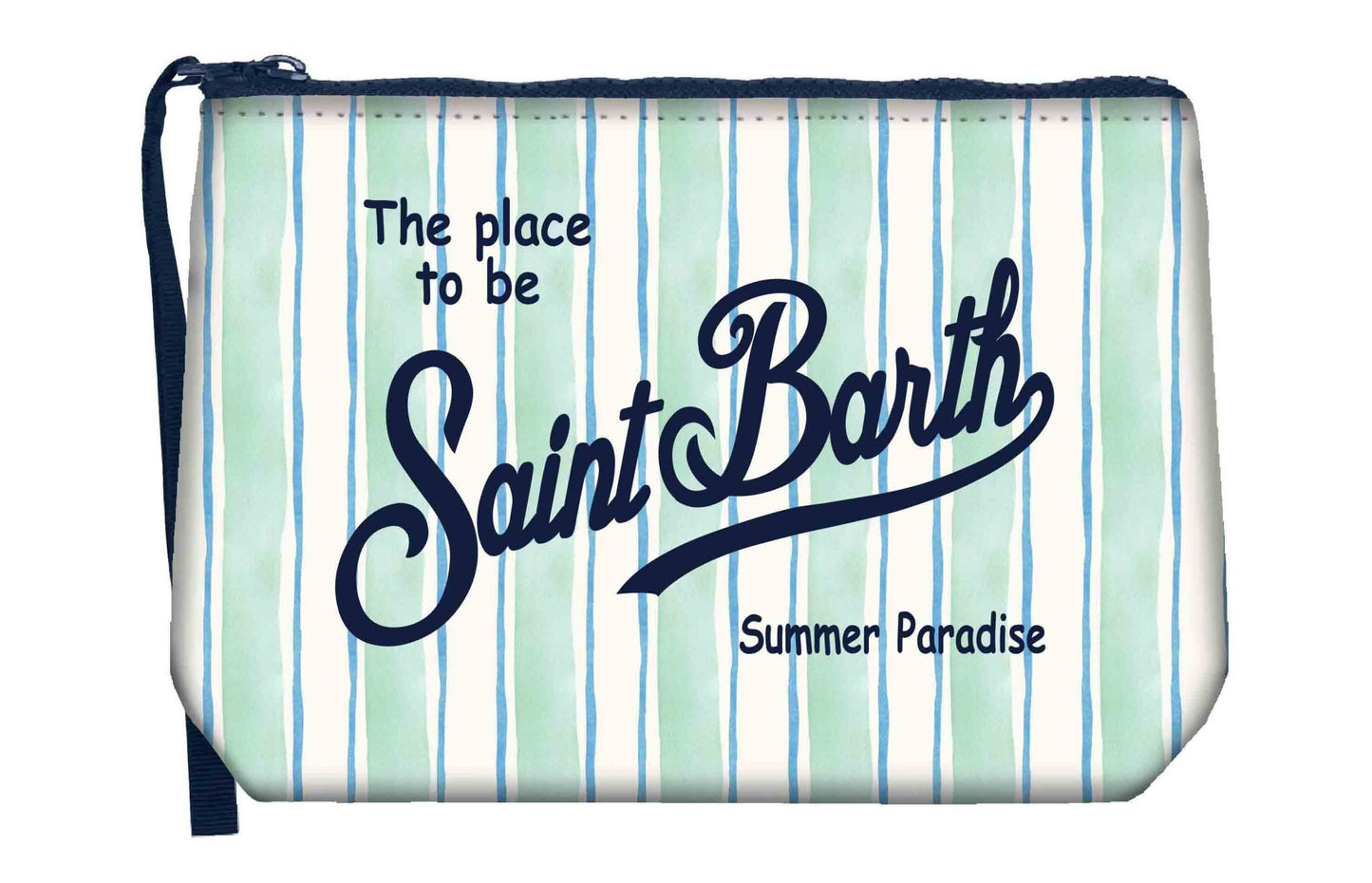 POCHETTE A RIGHE VERDE CON LOGO BLU MC2 SAINT BARTH - Angel Luxury