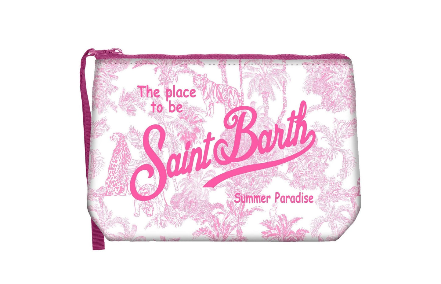POCHETTE BIANCA CON FANTASIA ROSA GIUNGLA CON LOGO MC2 SAINT BARTH - Angel Luxury