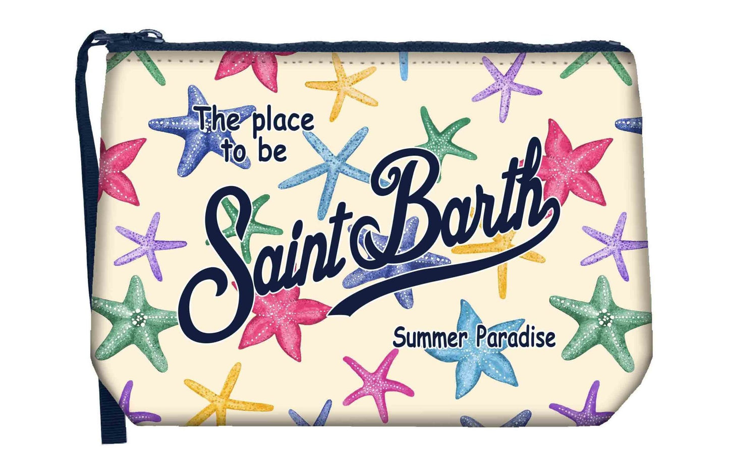 POCHETTE CON STELLE MARINE COLORATE LOGO BLU MC2 SAINT BARTH - Angel Luxury