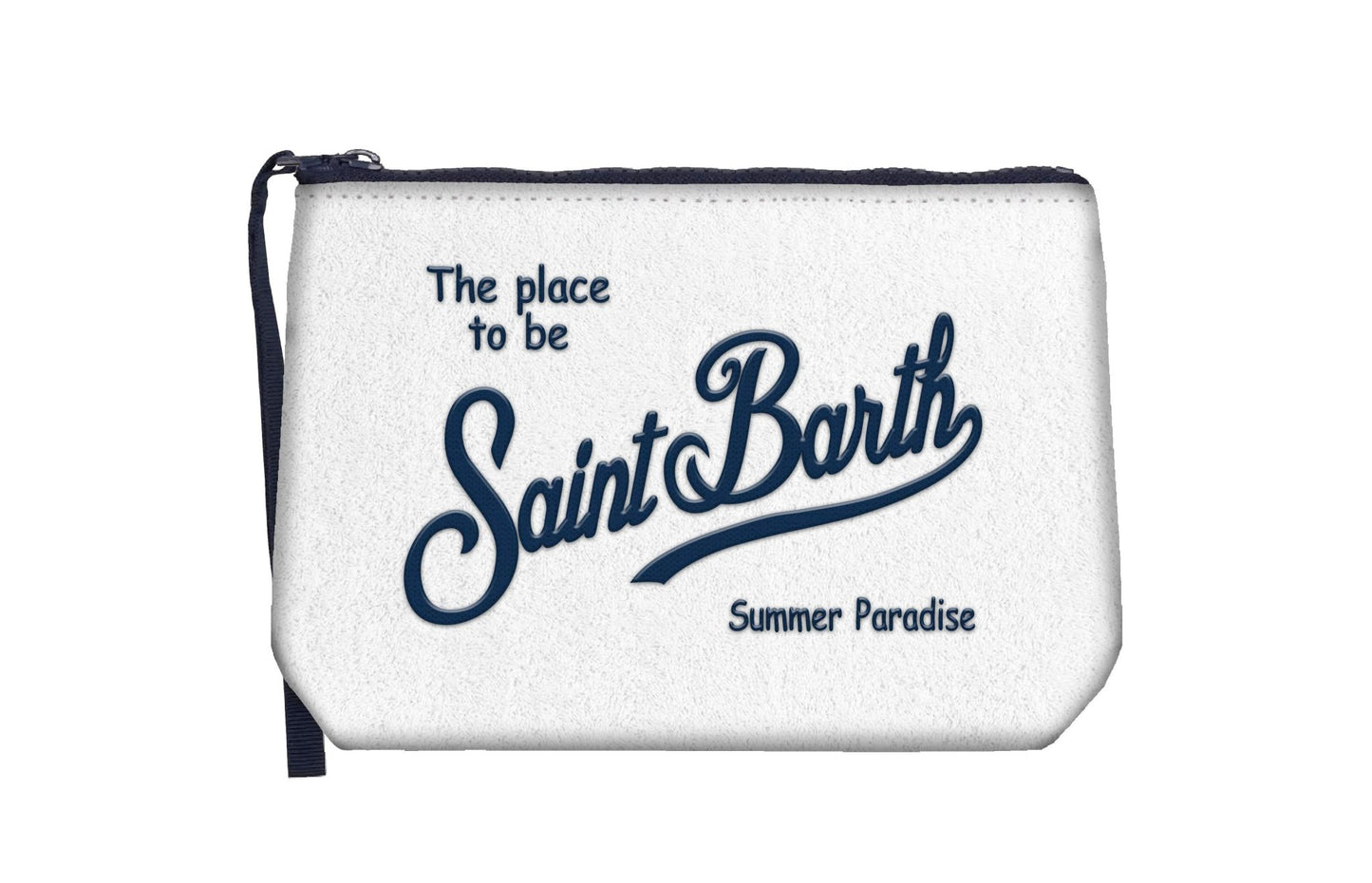 POCHETTE MC2 SAINT BARTH IN SPUGNA BIANCA CON LOGO BLU - Angel Luxury