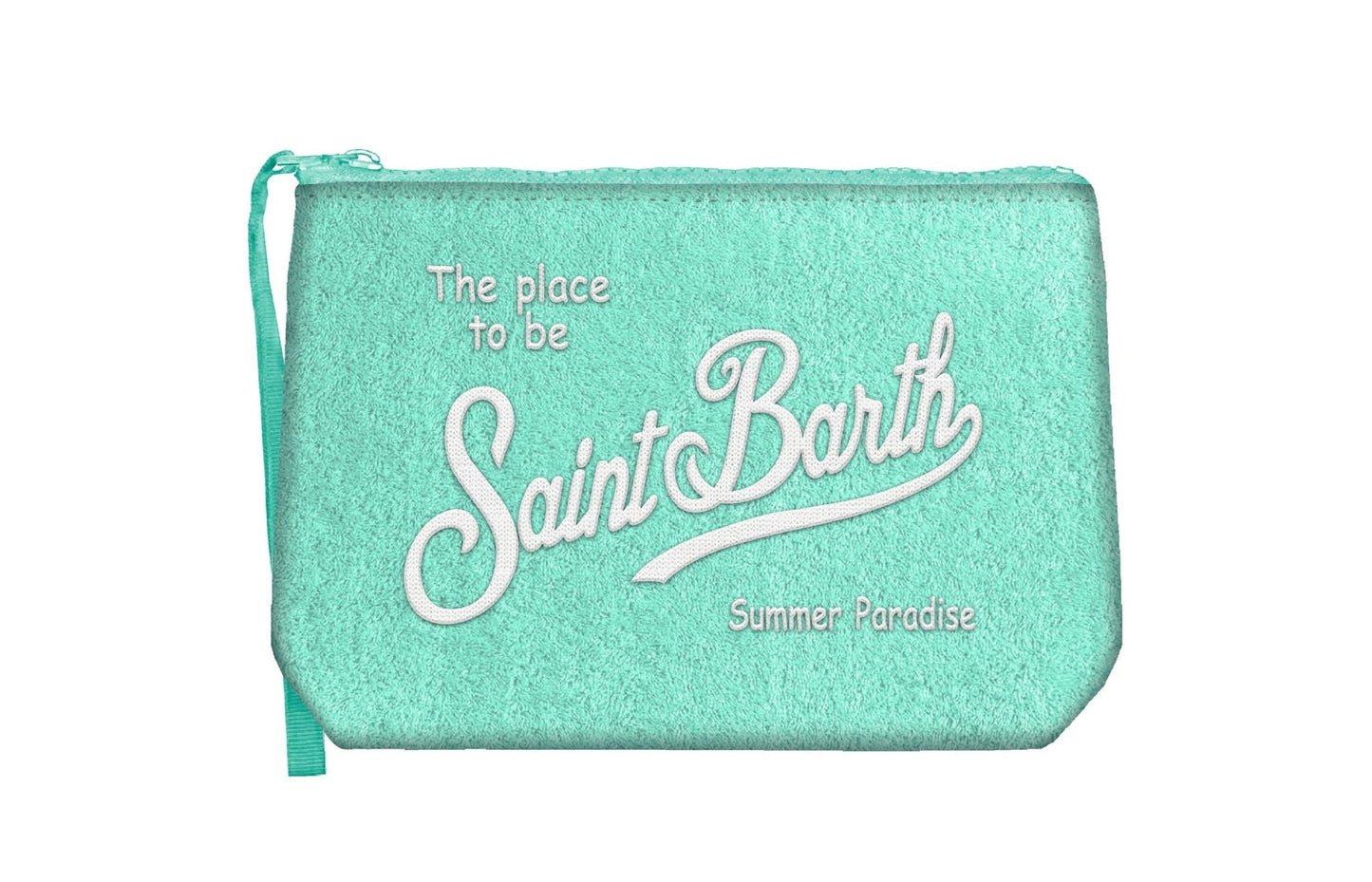 POCHETTE MC2 SAINT BARTH IN SPUGNA VERDE ACQUA CON LOGO BIANCO - Angel Luxury
