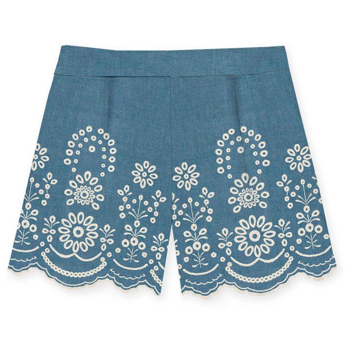 SHORTS MC2 SAINT BARTH IN LINO BLU IN PIZZO SANGALLO - Angel Luxury
