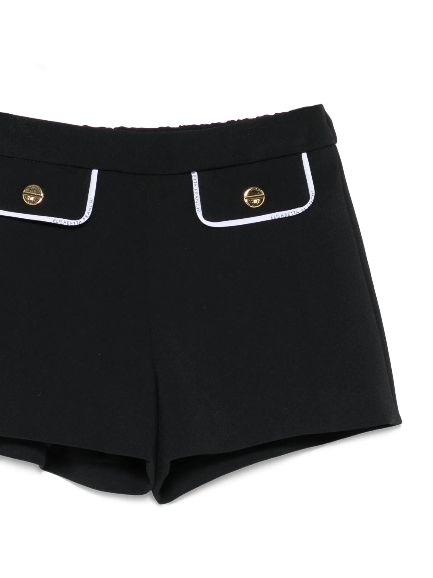 SHORTS NERO CON FINTE TASCHE E BOTTONI IN ORO ELISABETTA FRANCHI - Angel Luxury