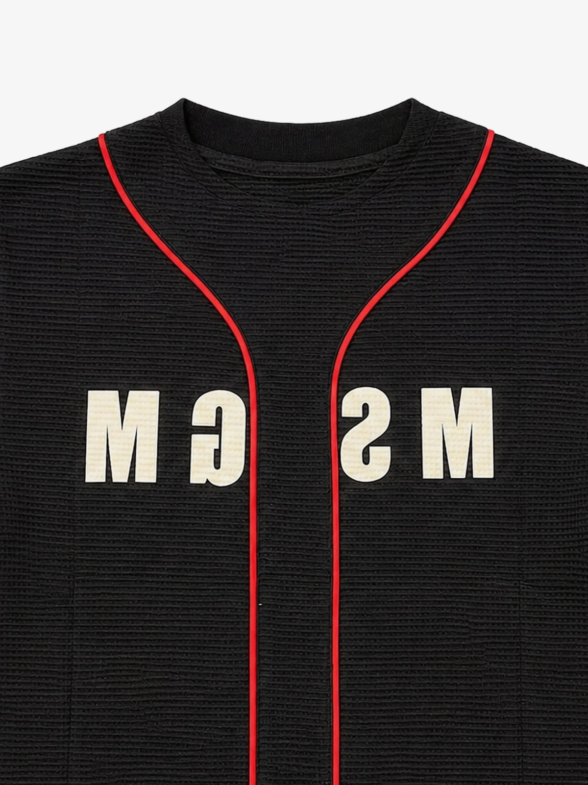 T-SHIRT A NIDO D'APE NERA/ROSSA E LOGO BIANCO MSGM - Angel Luxury
