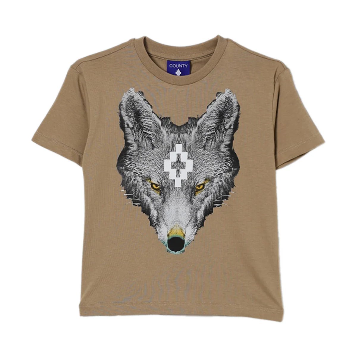T - SHIRT BEIGE CON STAMPA LUPO MARCELO BURLON - Angel Luxury