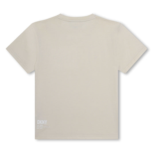 T - SHIRT BEIGE/BIANCO CON LOGO DKNY - Angel Luxury