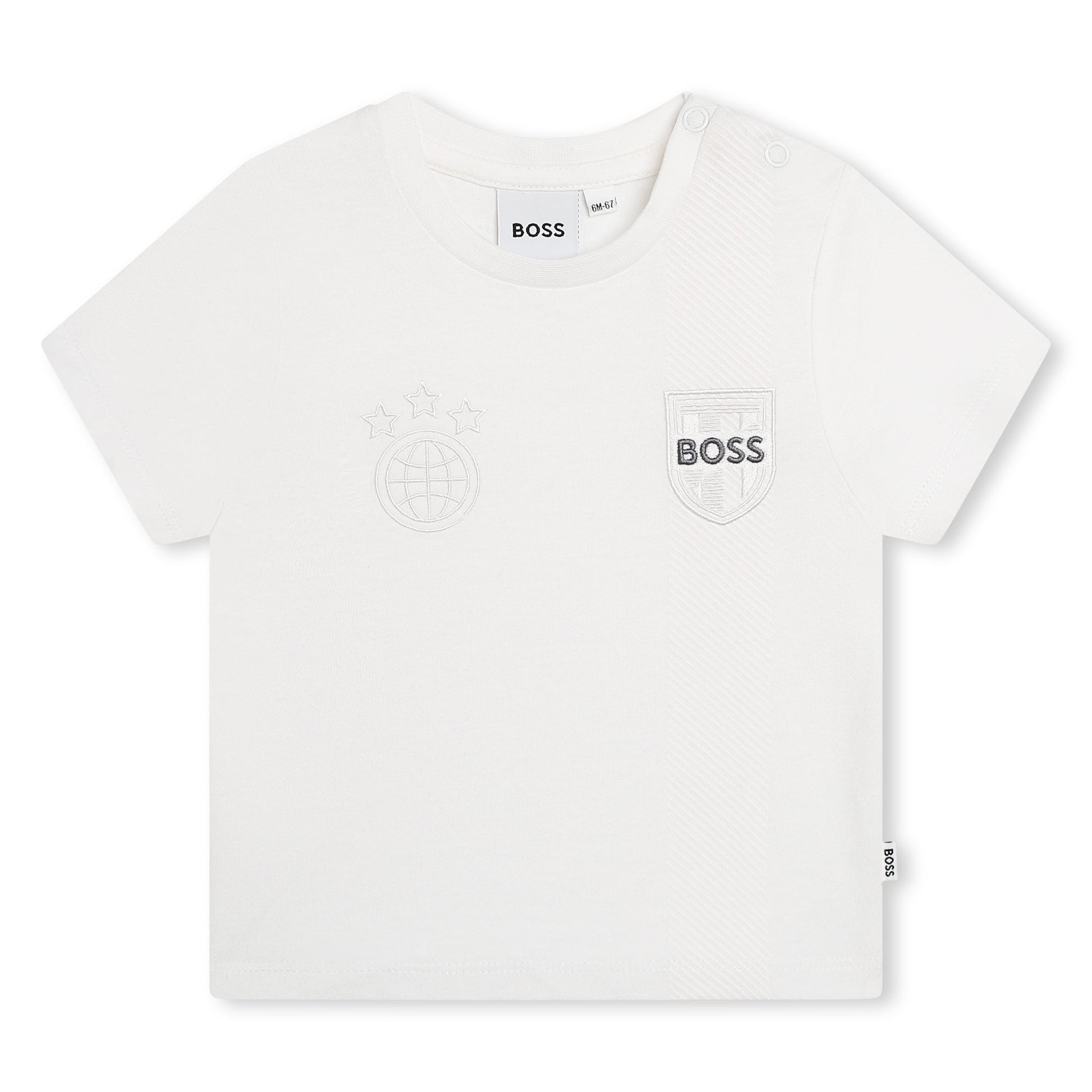 T - SHIRT BIANCA CON LOGO SCRITTA BOSS - Angel Luxury