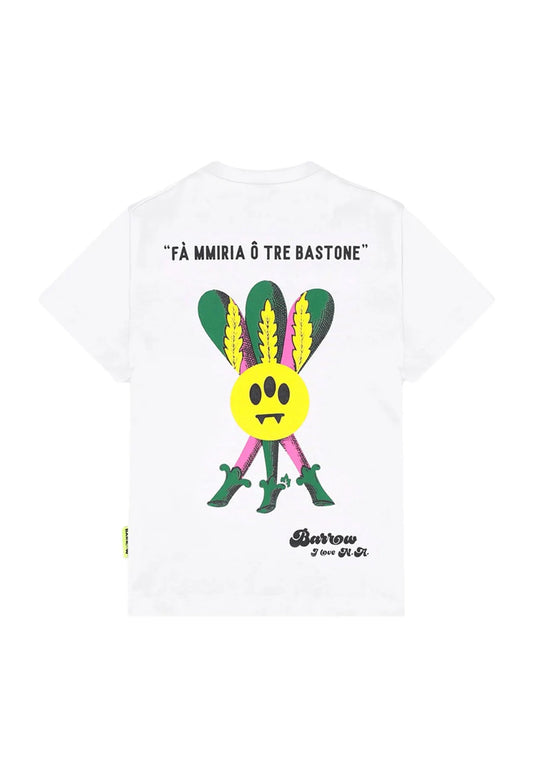 T - SHIRT BIANCA CON SCRITTA SCUGNIZZO NERA BARROW - Angel Luxury