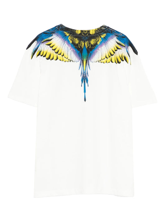 T - SHIRT BIANCA CON STAMPA ALI MULTICOLOR MARCELO BURLON - Angel Luxury