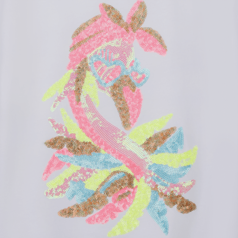 T - SHIRT BIANCA CON STAMPA IN PAILLETTES MULTICOLOR BILLIEBLUSH - Angel Luxury