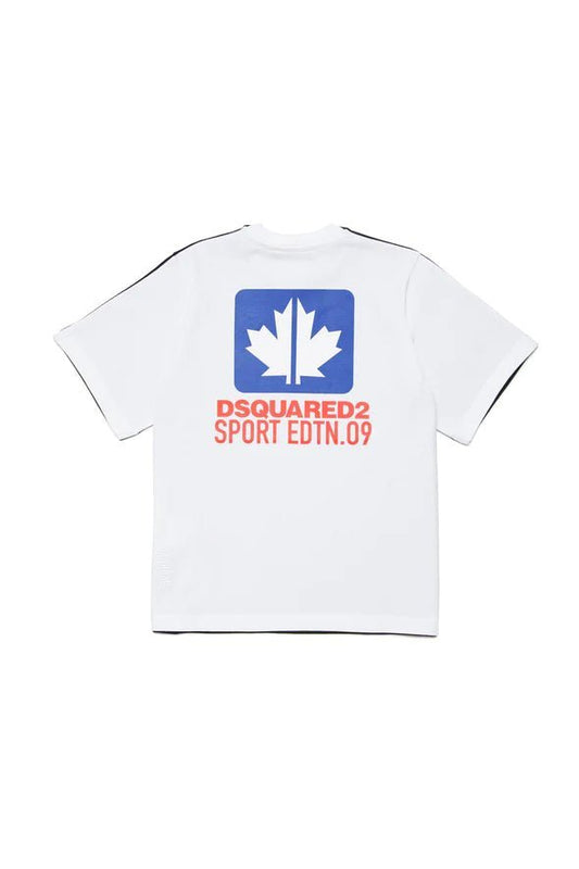 T - SHIRT BICOLOR CON GRAFICA LEAF DSQUARED217 - Angel Luxury