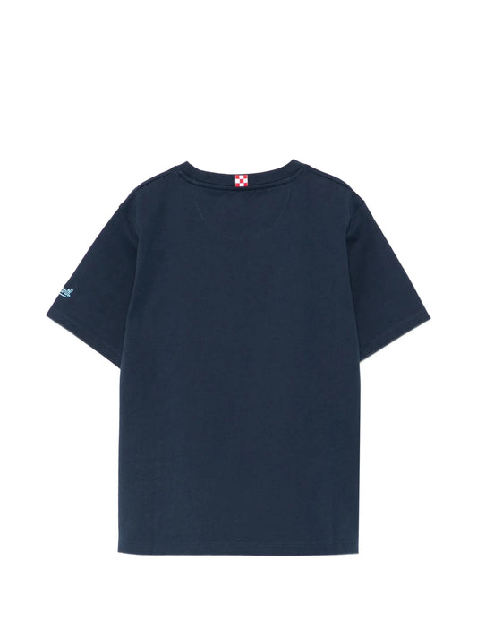 T - SHIRT BLU CON TASCHINO A RIGHE CON GRANGHI COLORATI MC2 SAINT BARTH - Angel Luxury