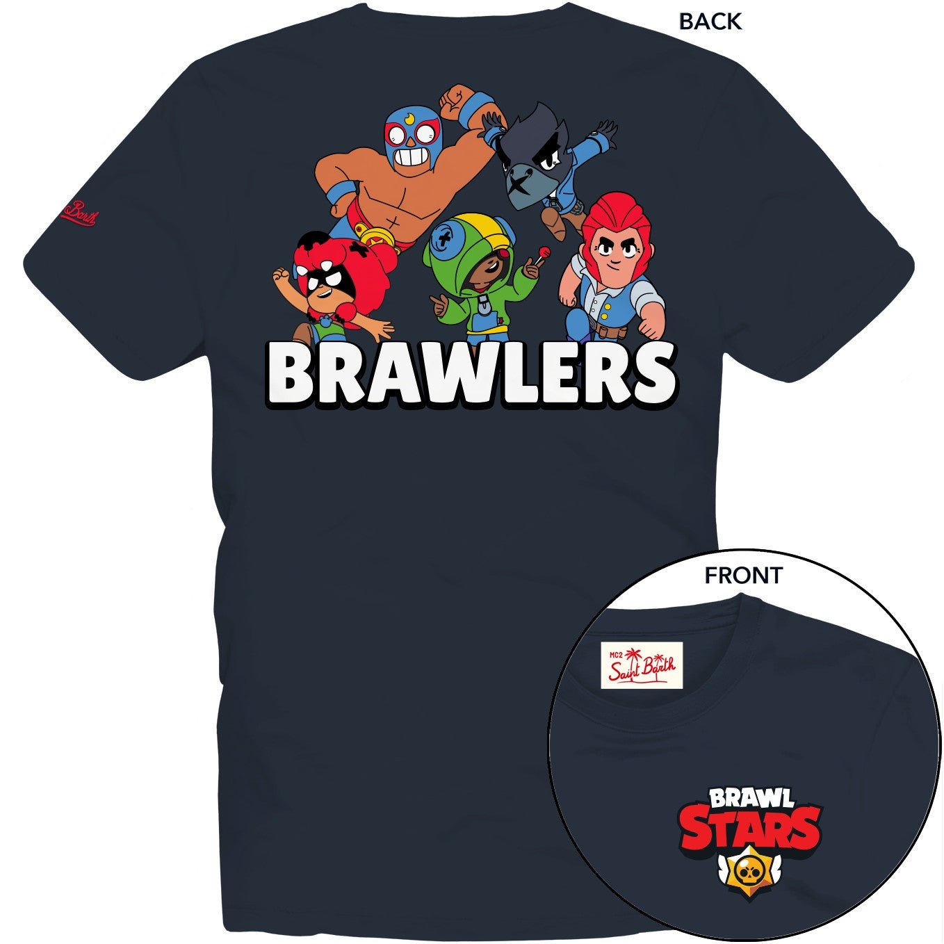 T - SHIRT BLU SCURO CON SCRITTA BRAWL STARS MC2 SAINT BARTH - Angel Luxury