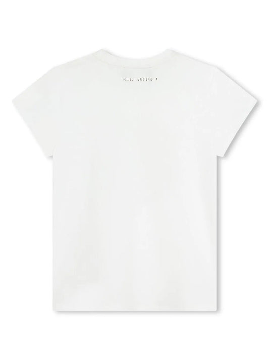 T - SHIRT CON DECORO BIANCA E ORO KARL LAGERFELD - Angel Luxury