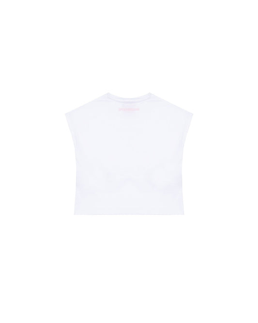 T - SHIRT CROP SPRAYGROUND BIANCA CON LOGO - Angel Luxury