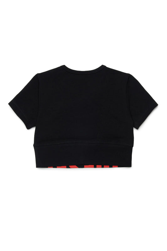 T - SHIRT CROPPED NERA CON LOGO DIESEL ROSSO - Angel Luxury