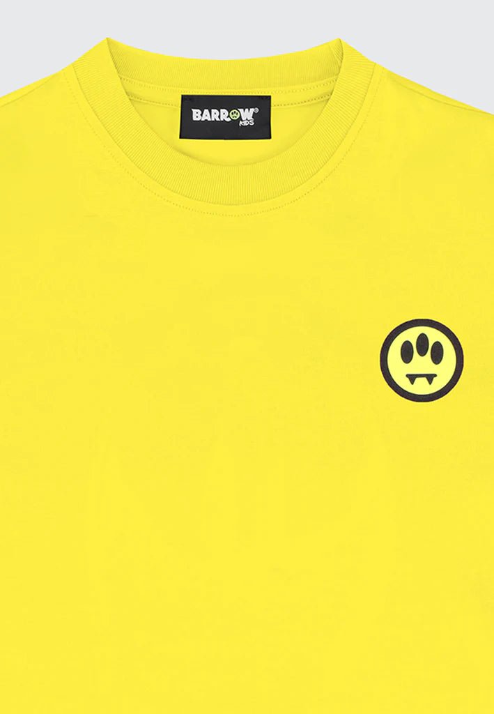T - SHIRT GIALLA CON LOGO NERO SUL RETRO BARROW - Angel Luxury