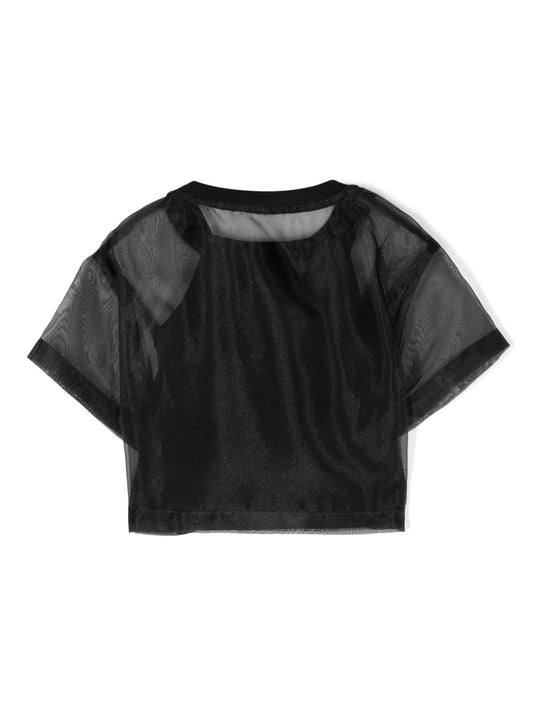 T - SHIRT IN ORGANZA NERO ELISABETTA FRANCHI - Angel Luxury