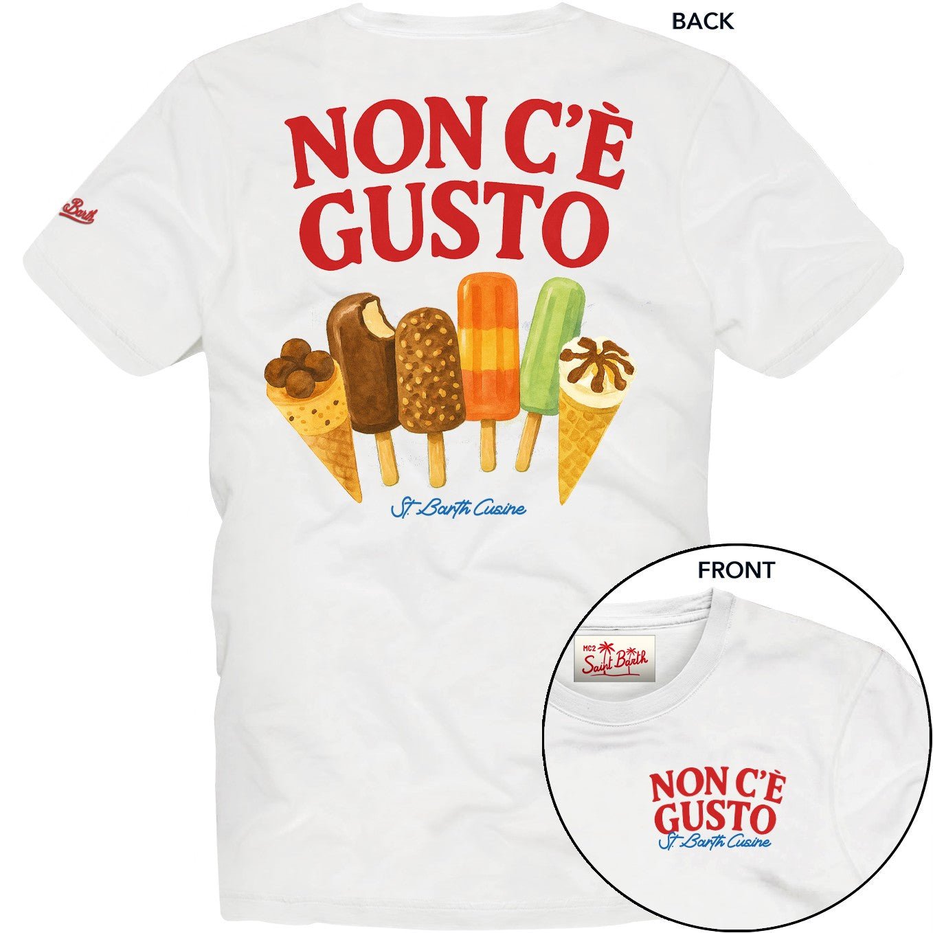 T - SHIRT MC2 SAINT BARTH BIANCA CON STAMPA GELATO SUL RETRO - Angel Luxury