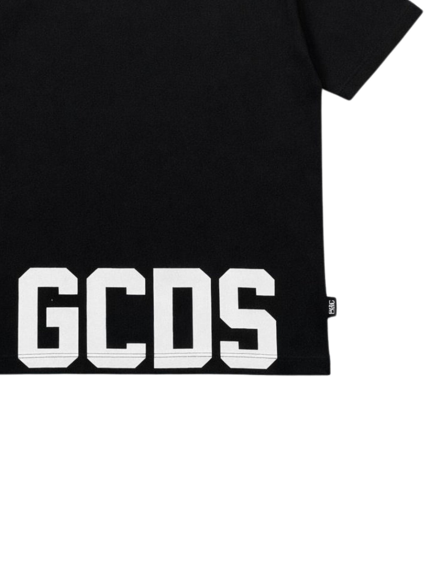 T - SHIRT NERA CON LOGO SUL DAVANTI E SUL RETRO BIANCO GCDS - Angel Luxury