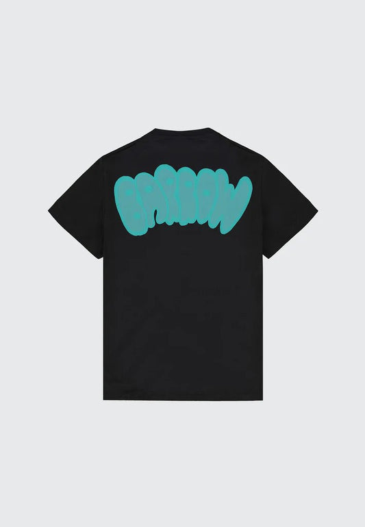 T - SHIRT NERA CON LOGO SUL RETRO VERDE BARROW - Angel Luxury