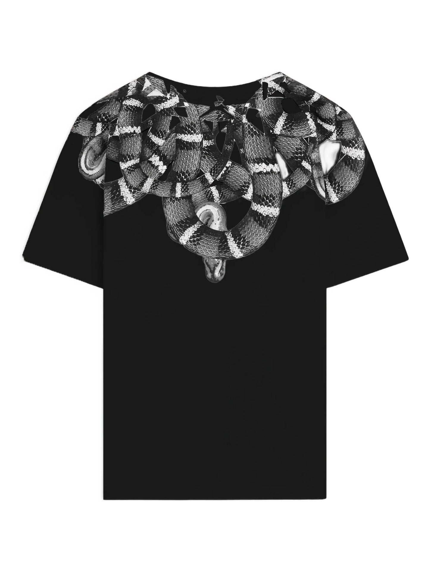 T - SHIRT NERA CON STAMPA A SERPENTE MARCELO BURLON - Angel Luxury