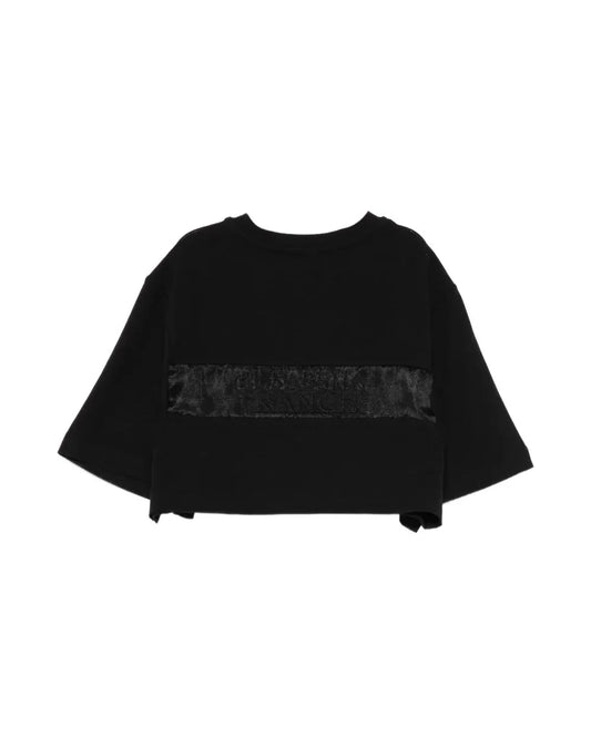T - SHIRT NERA IN ORGANZA SUL RETRO LOGATA ELISABETTA FRANCHI - Angel Luxury