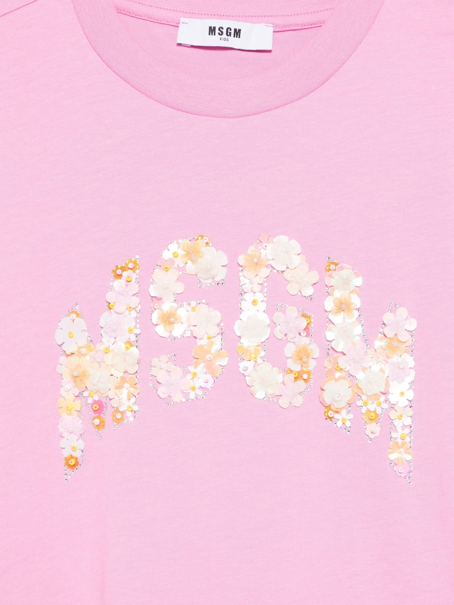 T - SHIRT ROSA CON LOGO IN FIORI MSGM - Angel Luxury