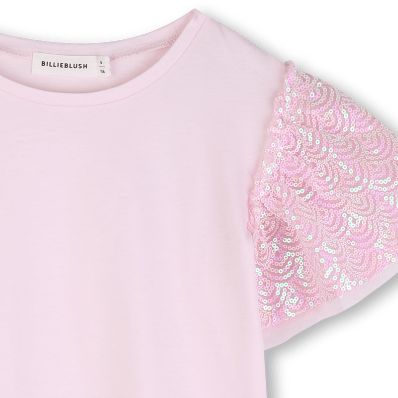 T - SHIRT ROSA CON MANICHE IN PAILLETTES BILLIEBLUSH - Angel Luxury