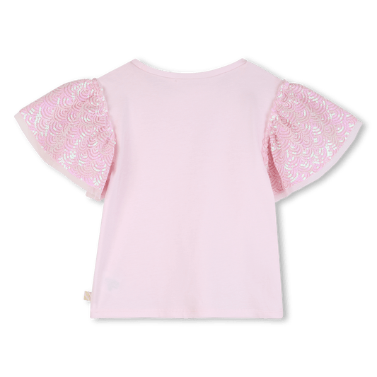 T - SHIRT ROSA CON MANICHE IN PAILLETTES BILLIEBLUSH - Angel Luxury