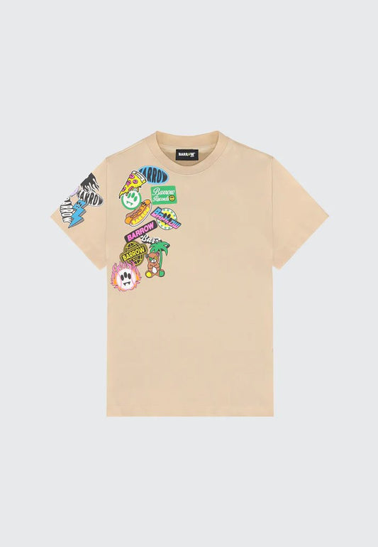 T - SHIRT SABBIA CON STAMPA E LOGO BARROW - Angel Luxury