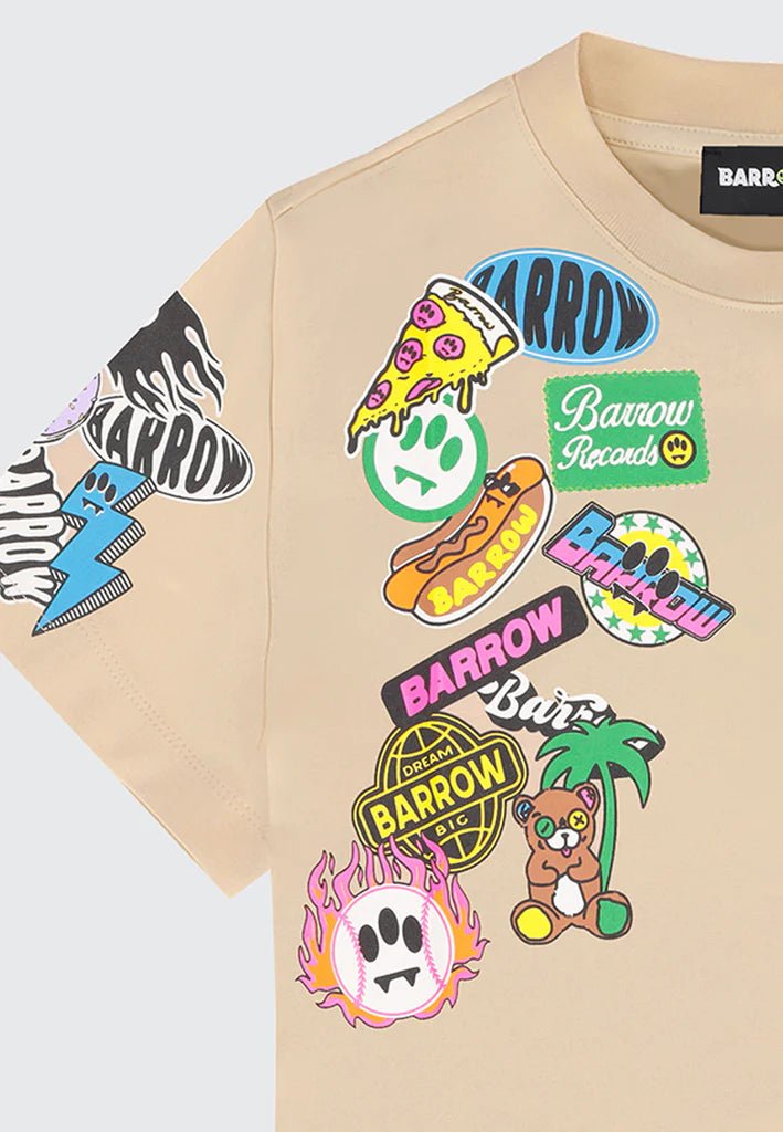 T - SHIRT SABBIA CON STAMPA E LOGO BARROW - Angel Luxury